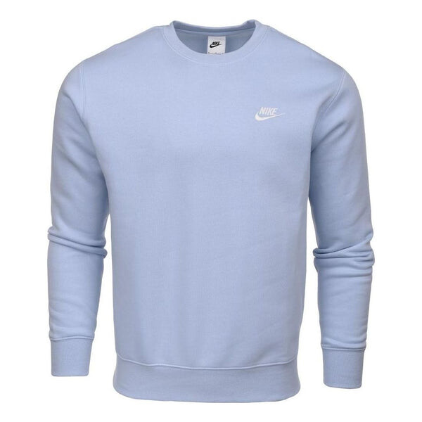 

Толстовка Nike Sportswear Club Fleece Solid Color Logo Embroidered Round Neck Long Sleeves Light Blue, мультиколор