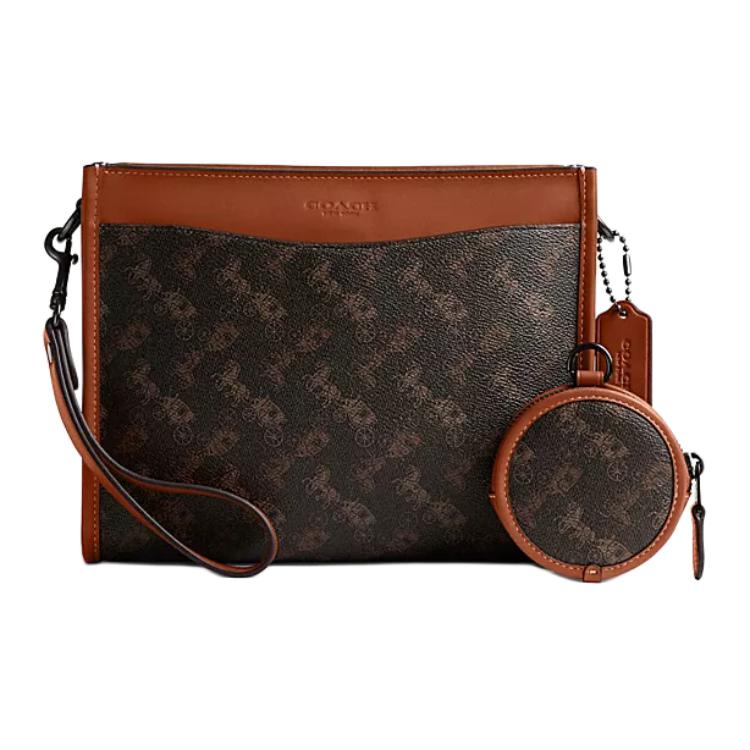 

COACH Кожаная наплечная сумка хитч кроссбоди мужская трюфель
