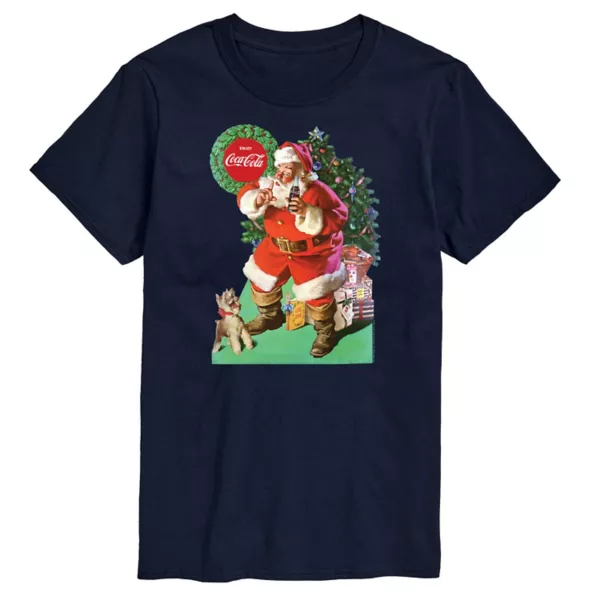 

Мужская футболка Coca-Cola Vintage с Сантой и собакой Licensed Character, синий