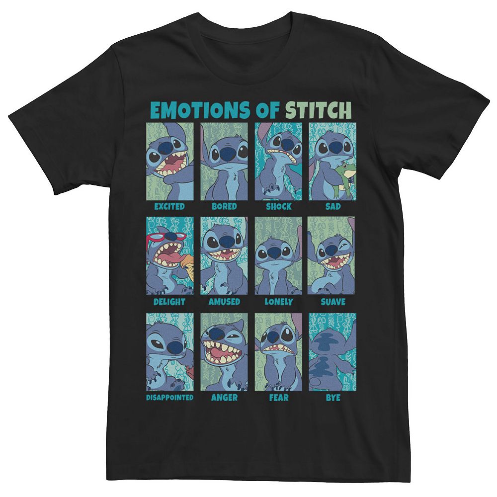 

Мужская футболка Disney's Lilo & Stitch the Emotions Of Stitch Panel Grid Licensed Character, черный