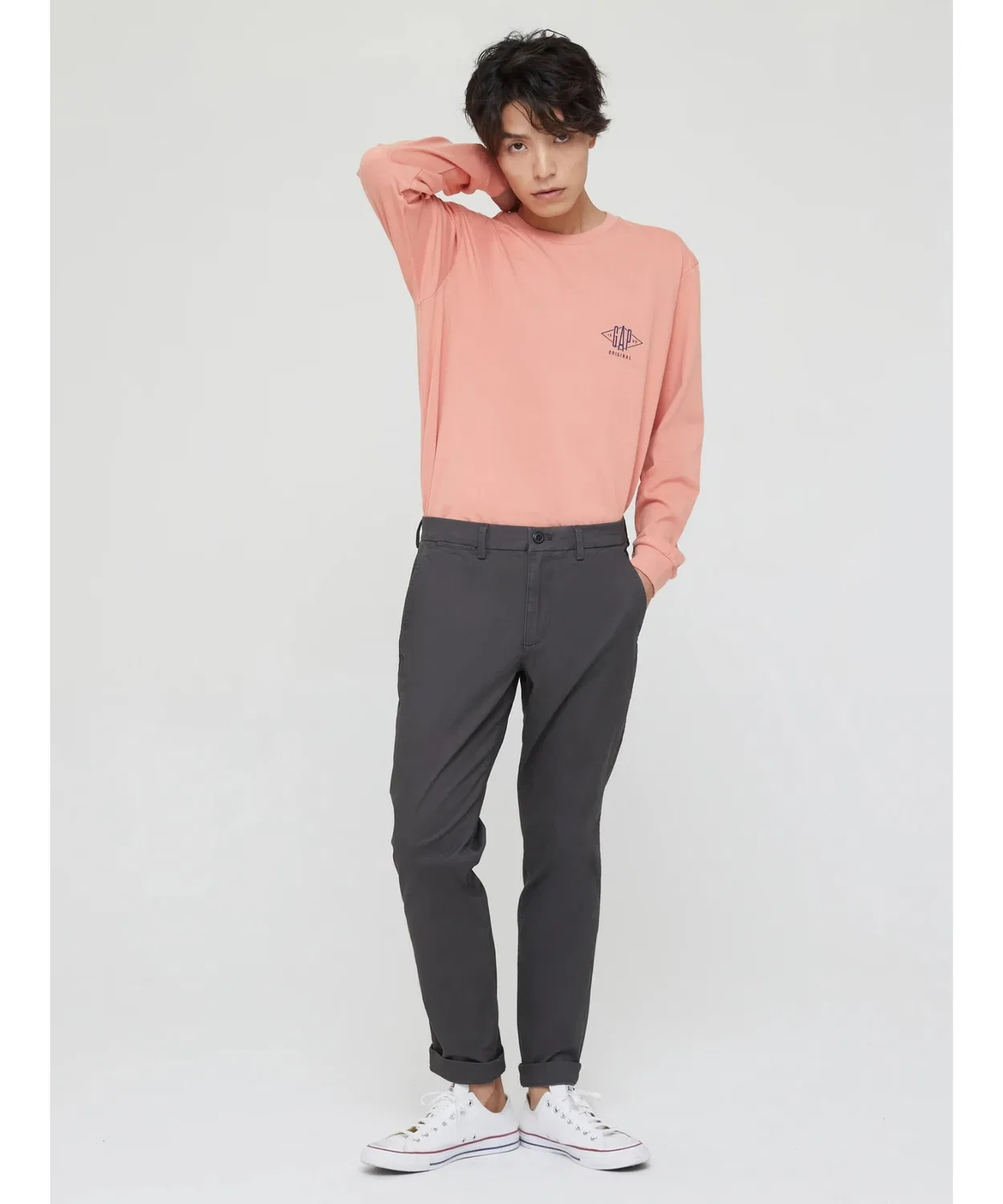 Брюки чинос slim fit GapFlex хаки — фото 4