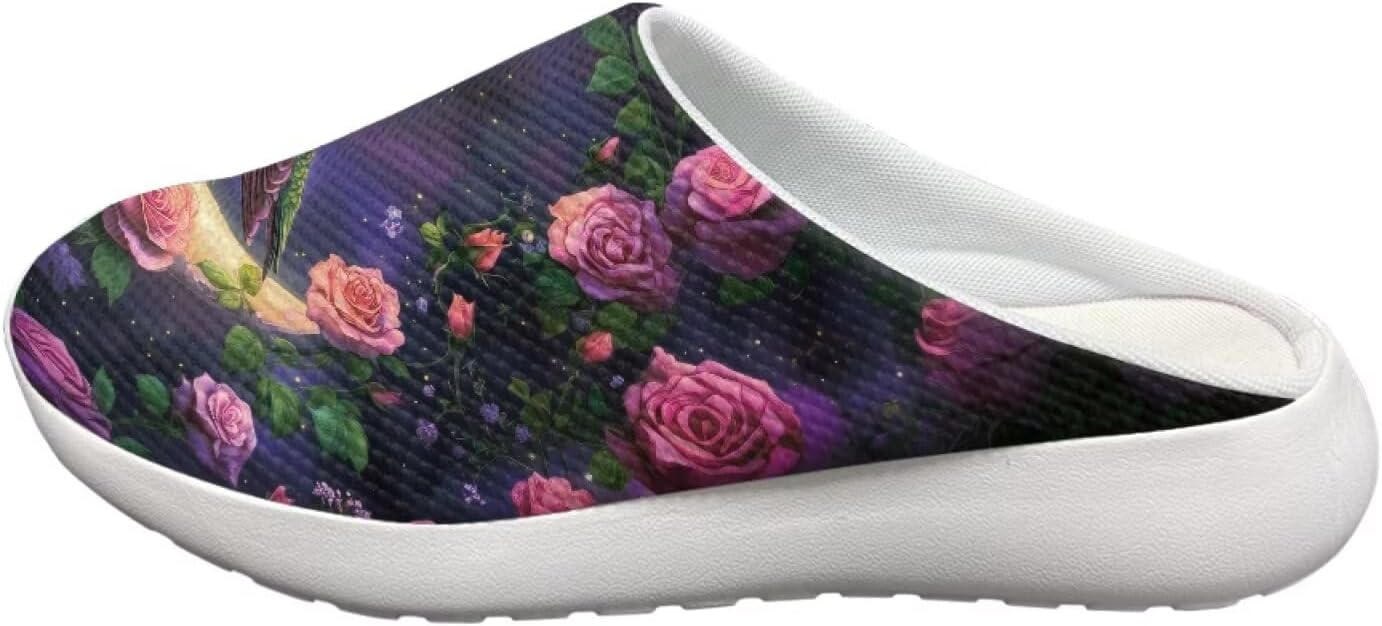 Сабо Forchrinse Cat Rainbow Sky унисекс для сада, удобные тапочки для медсестры, с поддержкой свода стопы, для ходьбы, мужские и женские, Hummingbird Flower Moon — фото 3
