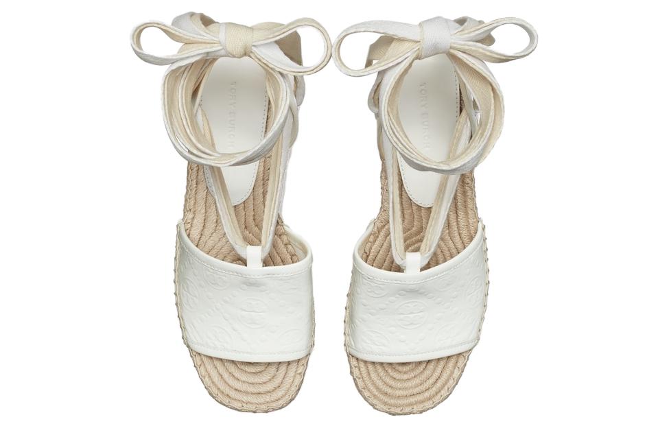 T Monogram Сандалии на одной бретели 3 см Женские Белые TORY BURCH — фото 4