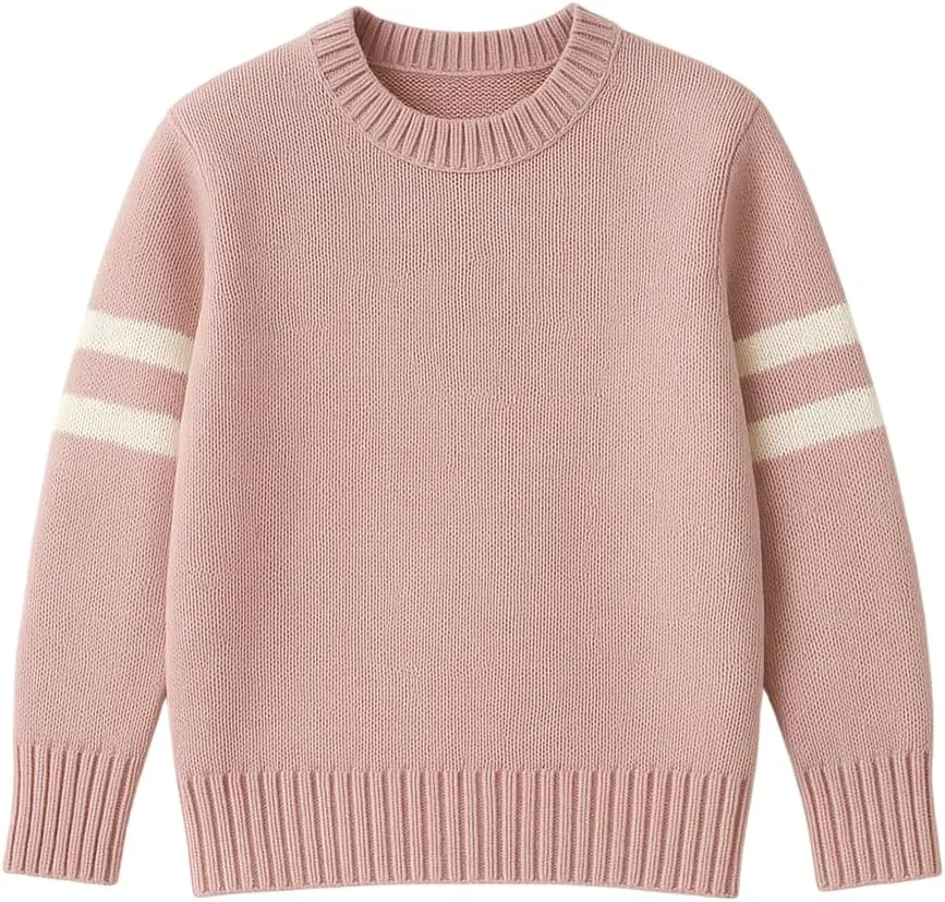 

Унисекс вязаный свитер с белыми полосками на рукавах, уютный пуловер с круглым вырезом для зимней повседневной носки Grewear