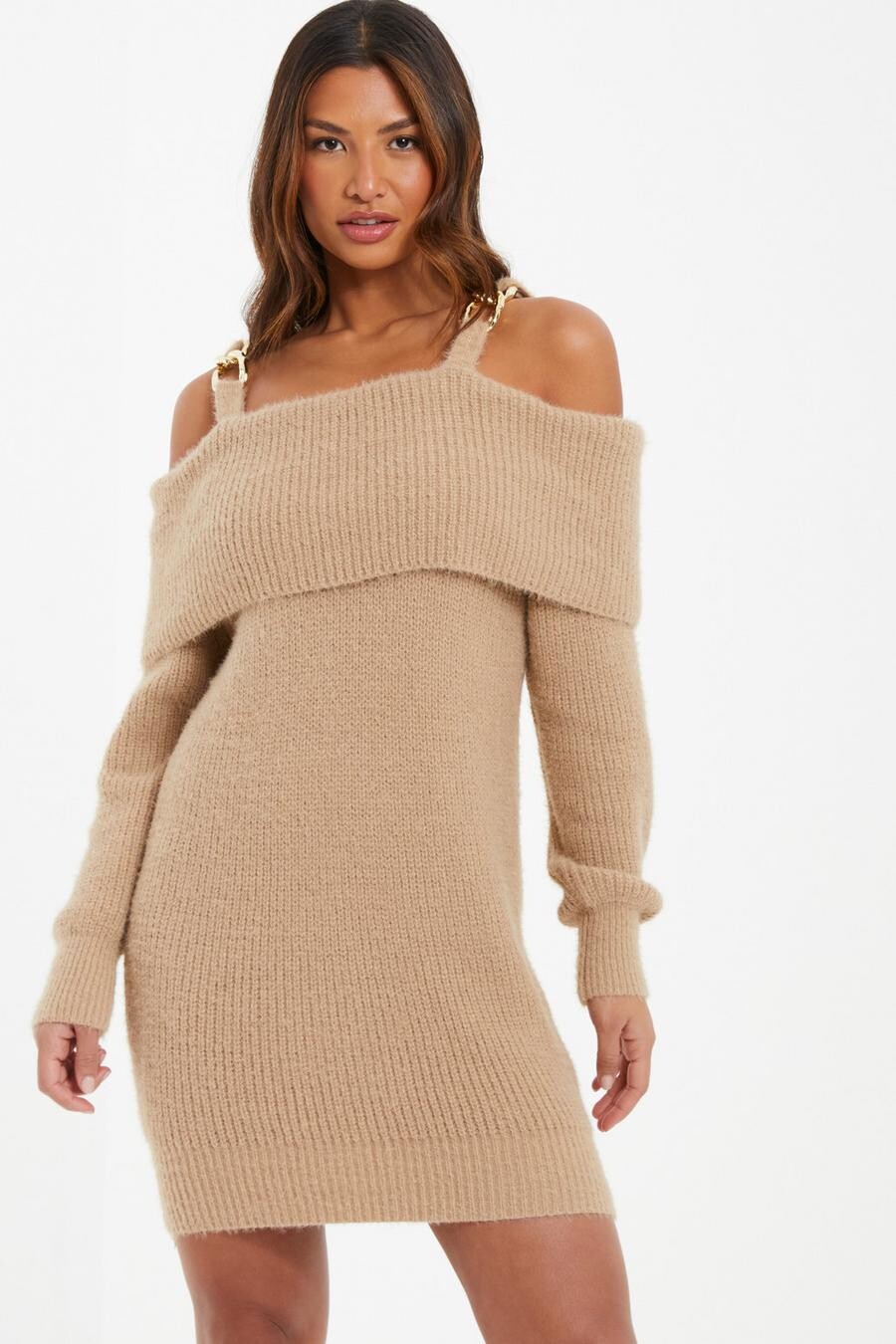 

Платье-джемпер Stone Knitted с открытыми плечами QUIZ Clothing