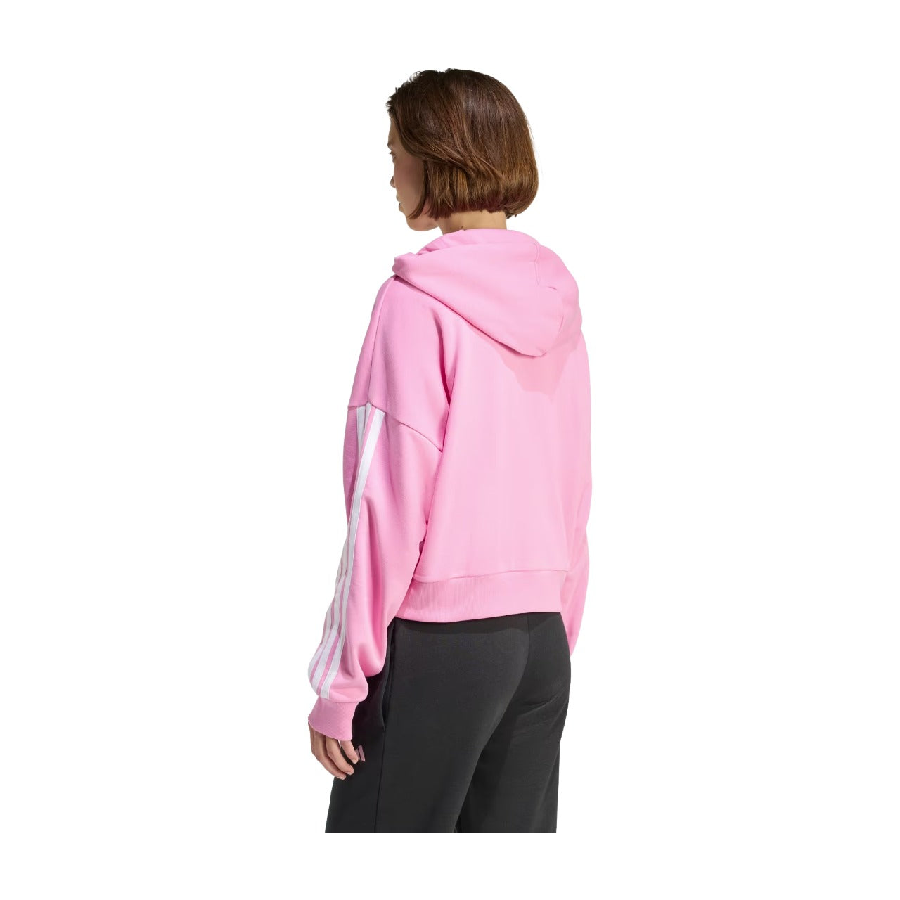 (WMNS) Толстовка Adidas Essentials 3-Stripes French Terry Quarter-Zip Hoodie 'St Tropic Bloom White' — фото 3