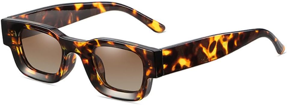 

Популярные в 2027 году маленькие квадратные солнцезащитные очки для женщин в стиле ретро с защитой от УФ-излучения UV400, модные солнцезащитные очки для мужчин MTZJH, Leopard Tea Gradient