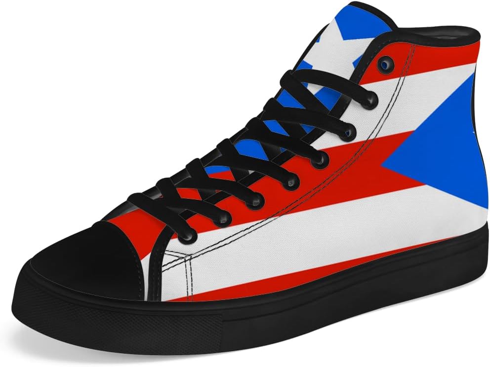 

Мужские и женские высокие кеды с флагом Пуэрто-Рико на холщовой основе, высокие кроссовки на шнуровке, повседневная обувь Chebing, красный