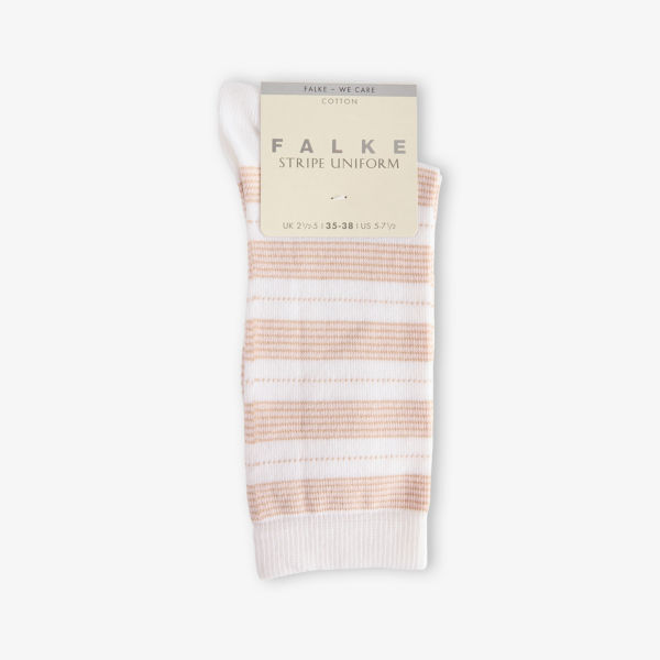 

Носки Falke из смесового хлопка вязаные полосатые однотонные, белый