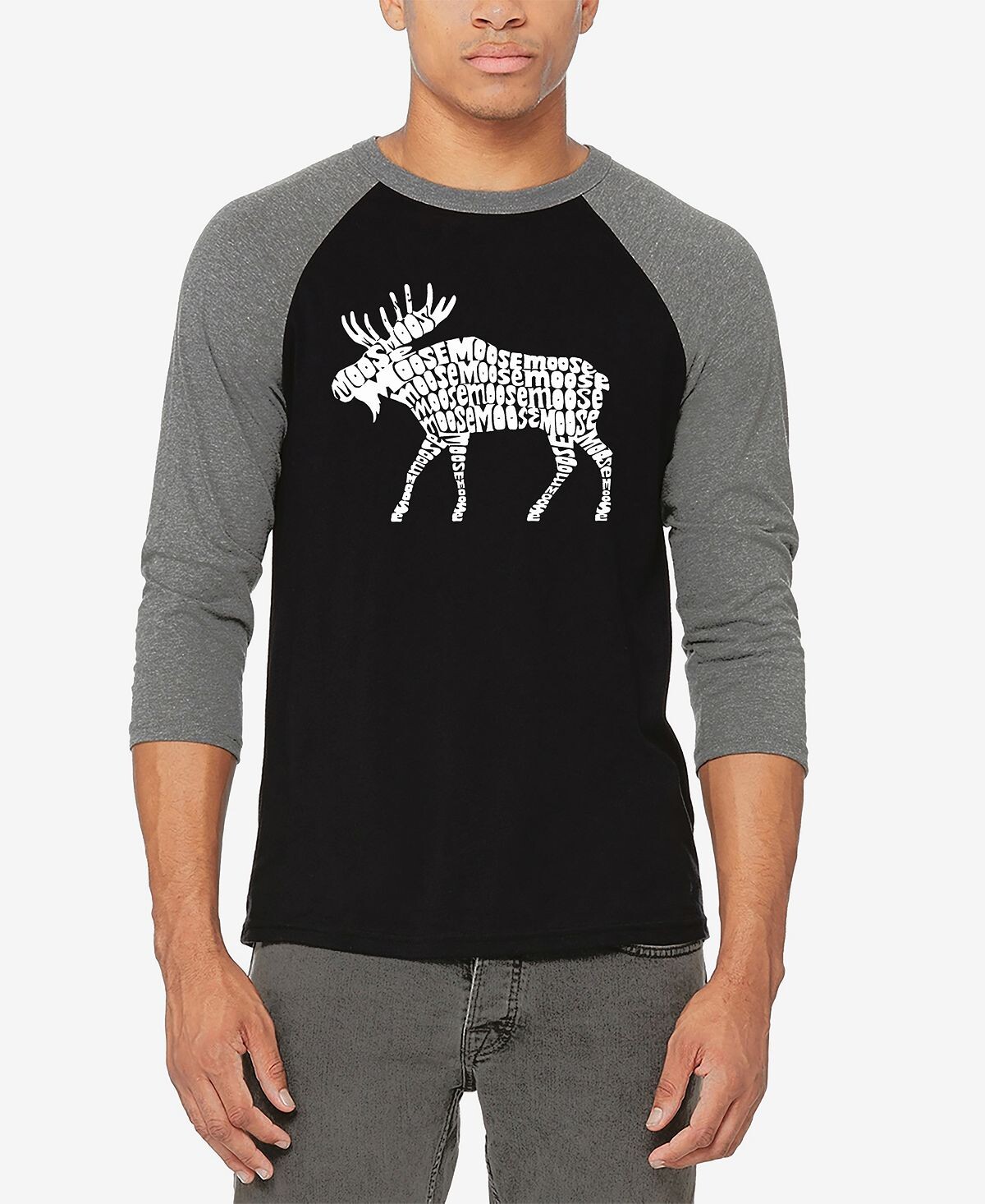 

Мужская футболка с рукавами реглан Moose Baseball Word Art LA Pop Art
