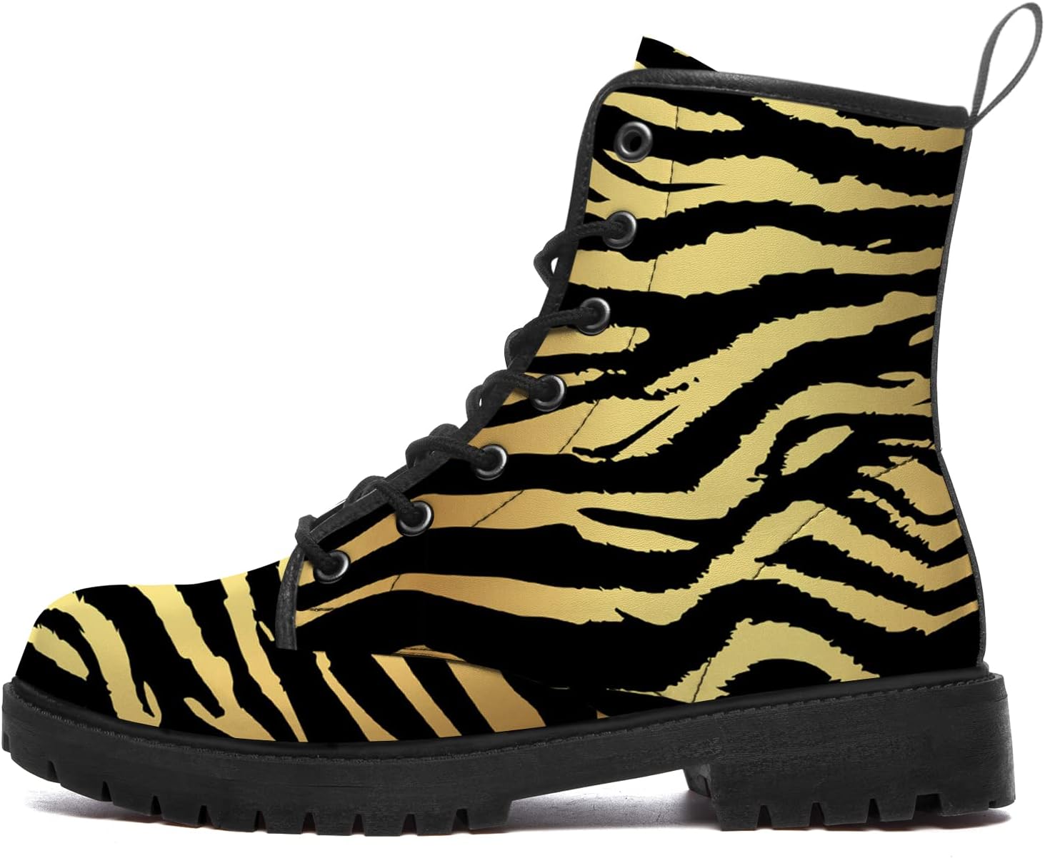 

Ботинки Tiger для женщин и мужчин, армейские ботинки с животным принтом, из искусственной кожи, на шнуровке, ботильоны, подарки для нее и для него Generic, черный