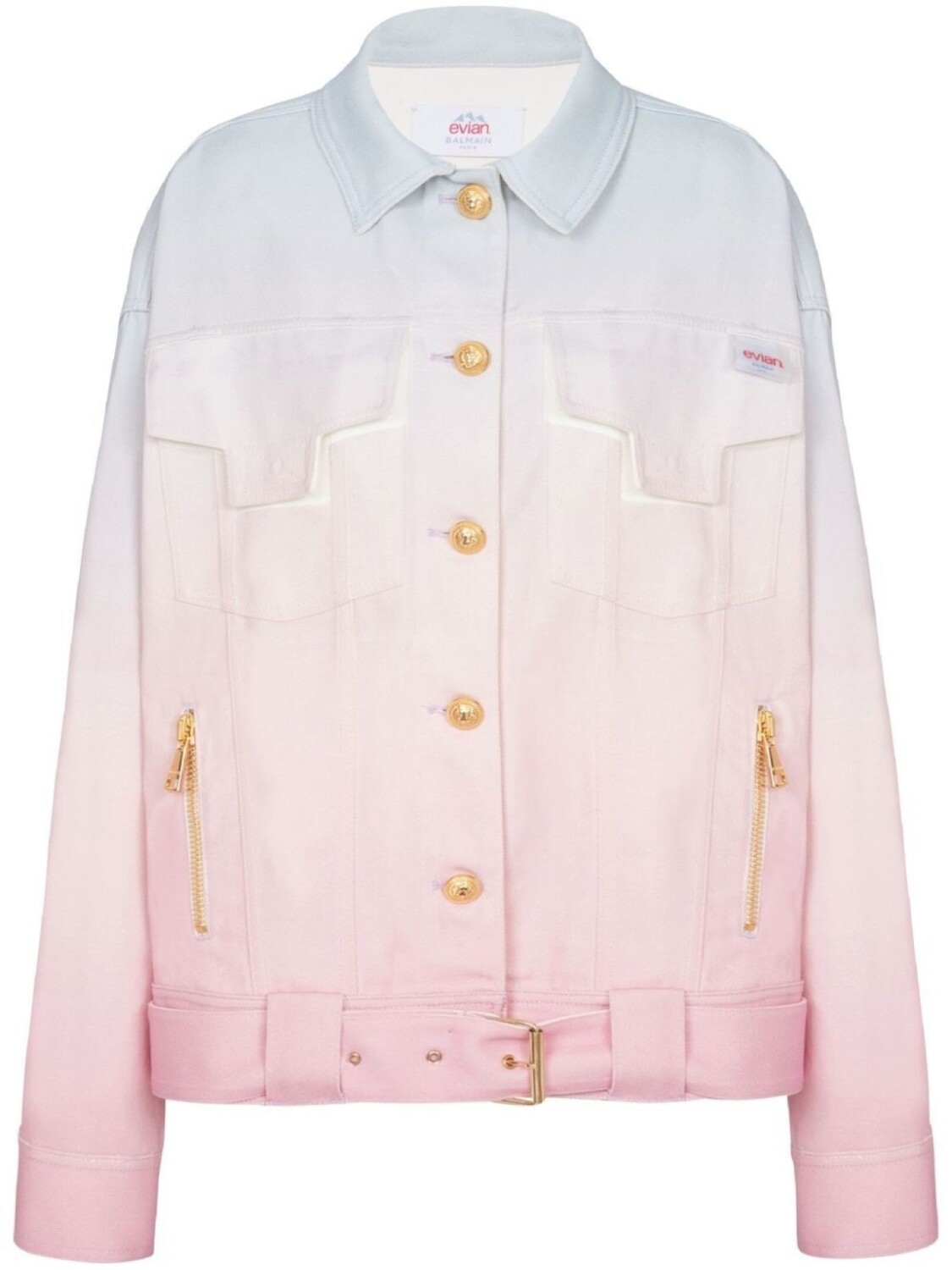 

Balmain джинсовая куртка из коллаборации с Evian, розовый