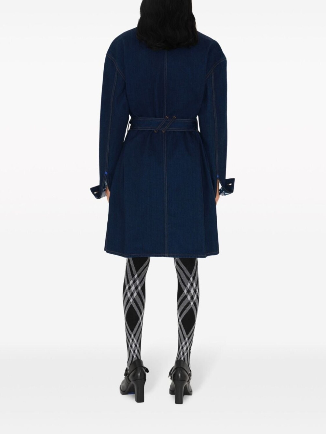 Платье-рубашка Burberry Japanese джинсовое с поясом, синий — фото 4