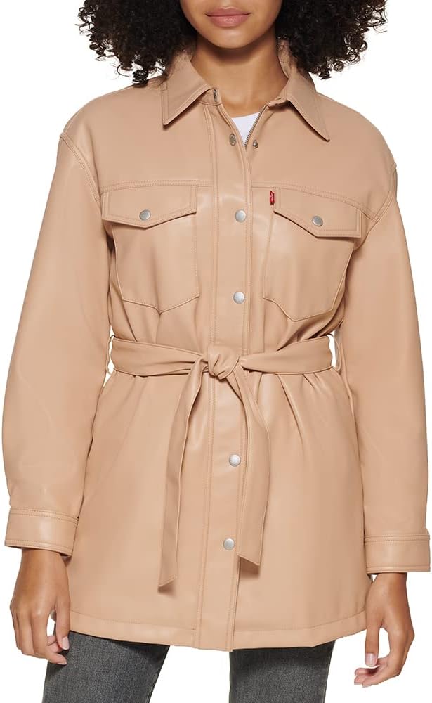 

Levi's Женская куртка-рубашка на поясе из искусственной кожи, Biscotti