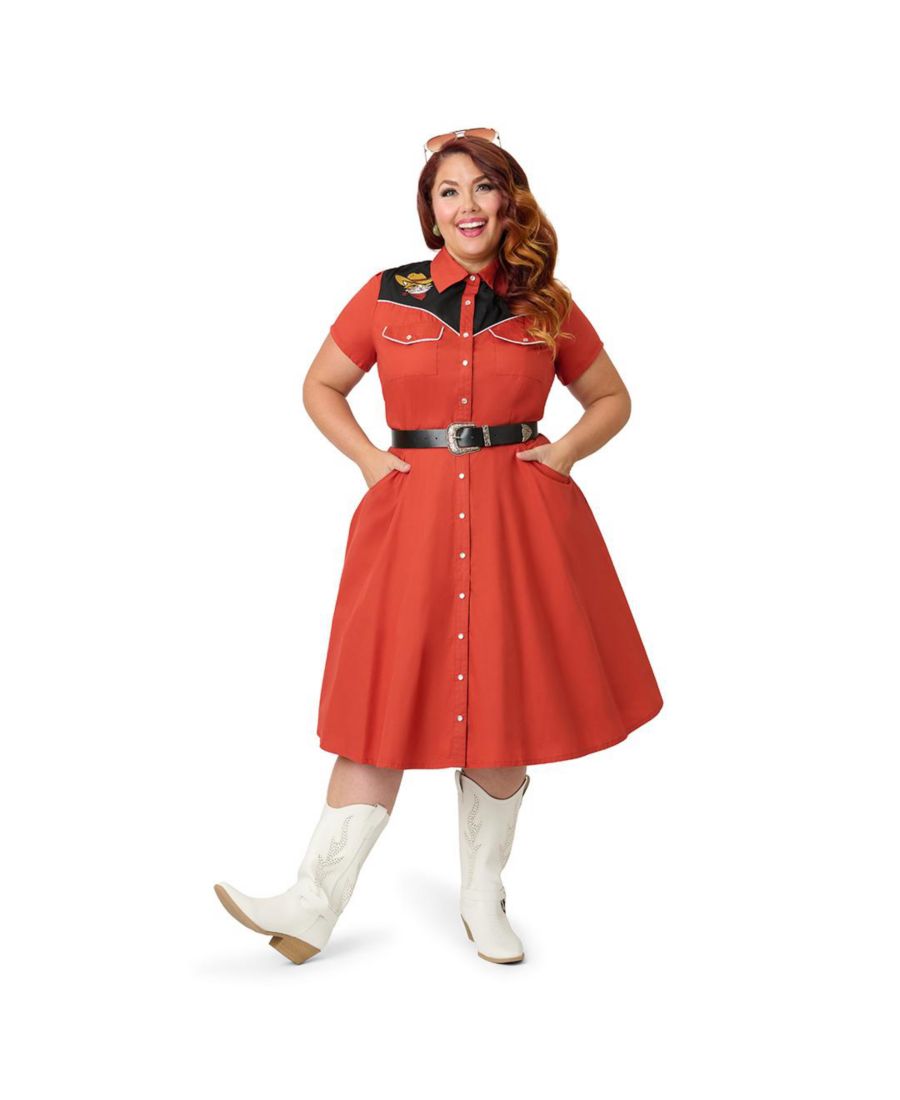 

Платье большого размера с вышивкой в западном стиле Smak Parlour, Red