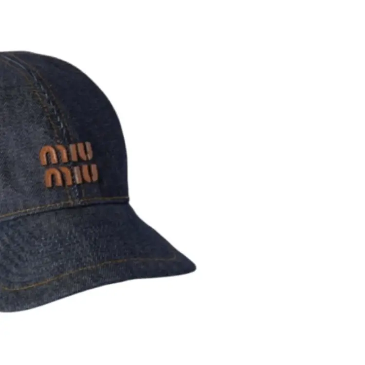 MIU MIU Тканевая кожаная бейсболка женская синяя, Blue — фото 4