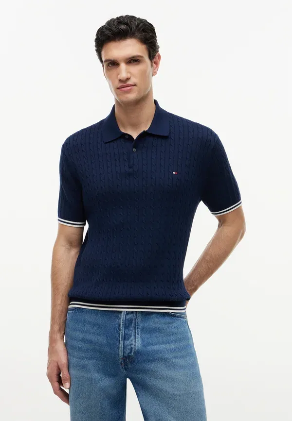 Джемпер с кабельной вязкой Tommy Hilfiger, цвет угольно-синий