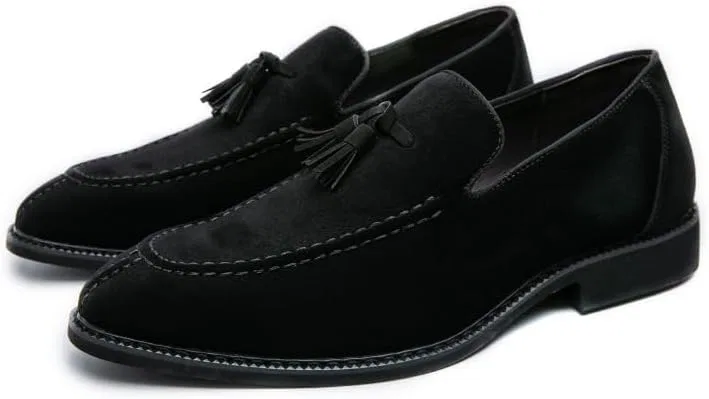 Лоферы мужские замшевые с кисточками, Slip-on, Black ZCZ