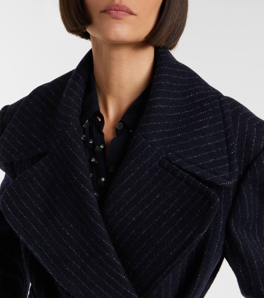 Приталенное пальто из шерсти в полоску Dries Van Noten, Navy — фото 4