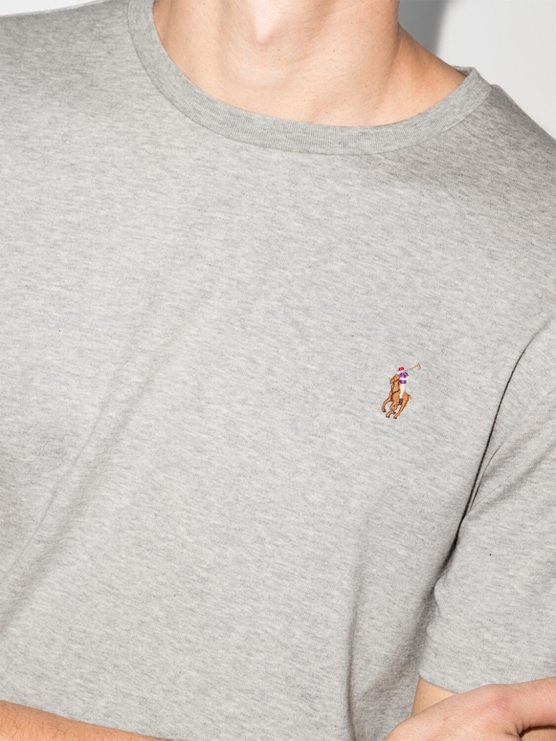 Polo Ralph Lauren футболка с вышитым логотипом, серый — фото 4