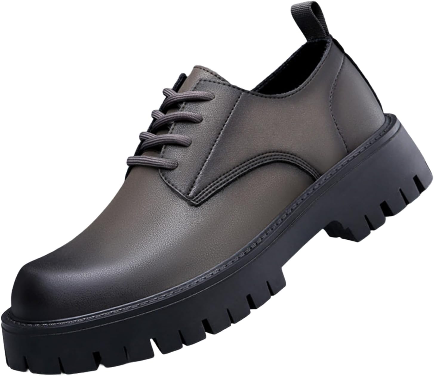 

Мужские оксфорды из натуральной кожи с толстой подошвой, на шнуровке, с массивным каблуком, круглым носком, противоскользящие, для делового и повседневного стиля, удобные, элегантные, офисная обувь Aokisx, серый