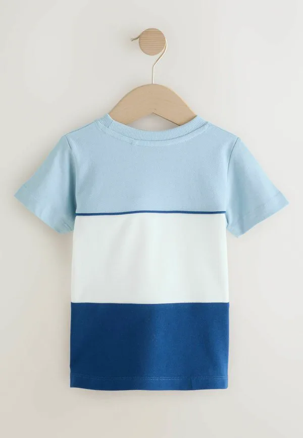 Футболка с коротким рукавом, блочным принтом, стандартного кроя. Next, Blue White Navy — фото 4