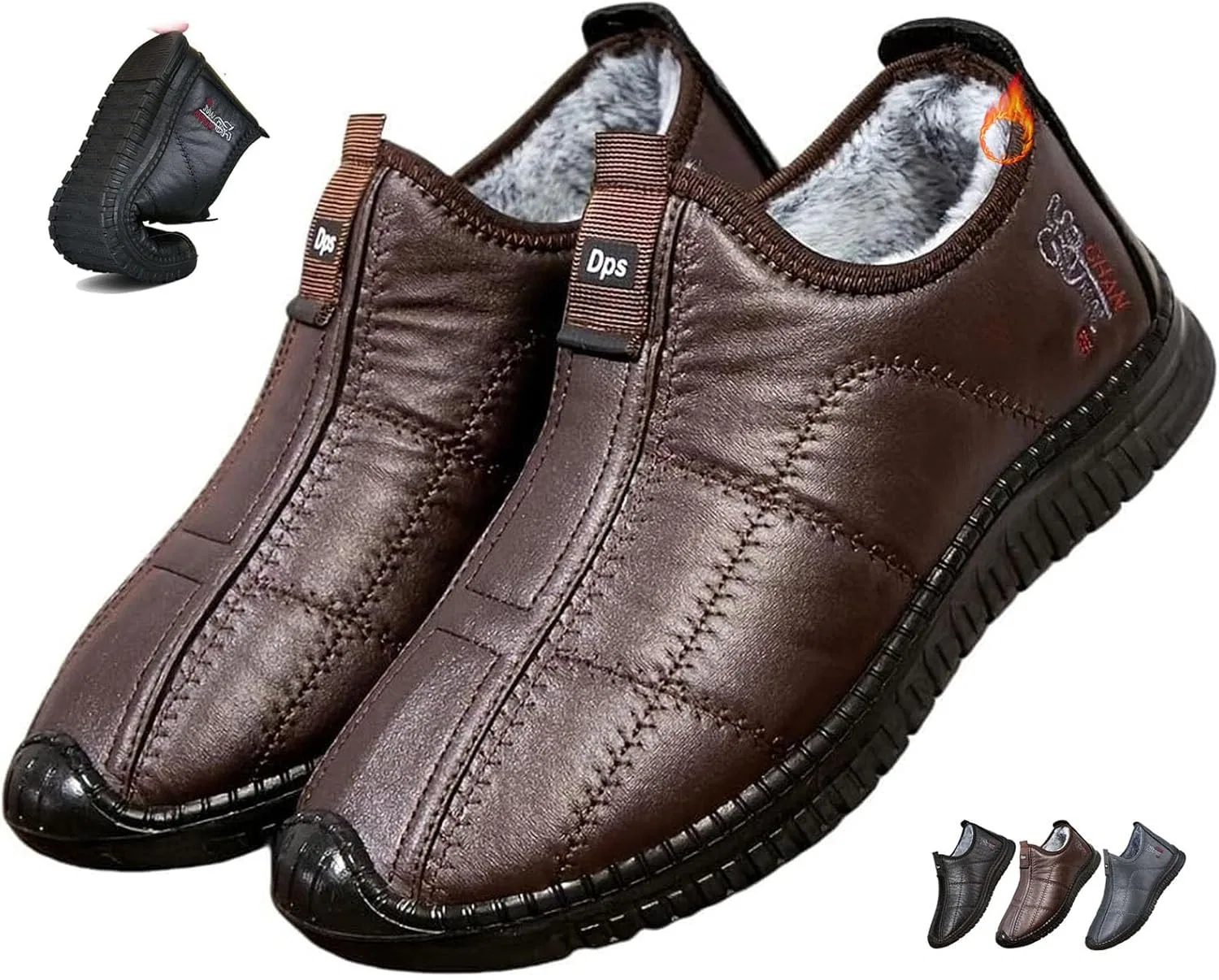 Зимние ботинки на шнуровке, водонепроницаемые, Loafers & Slip-Ons, коричневый