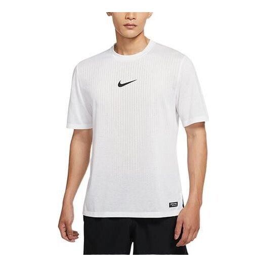 

Футболка Men's Nike Pro Dri-FIT Adv Training Sports Quick Dry Solid Color Round Neck Short Sleeve White T-Shirt, мультиколор