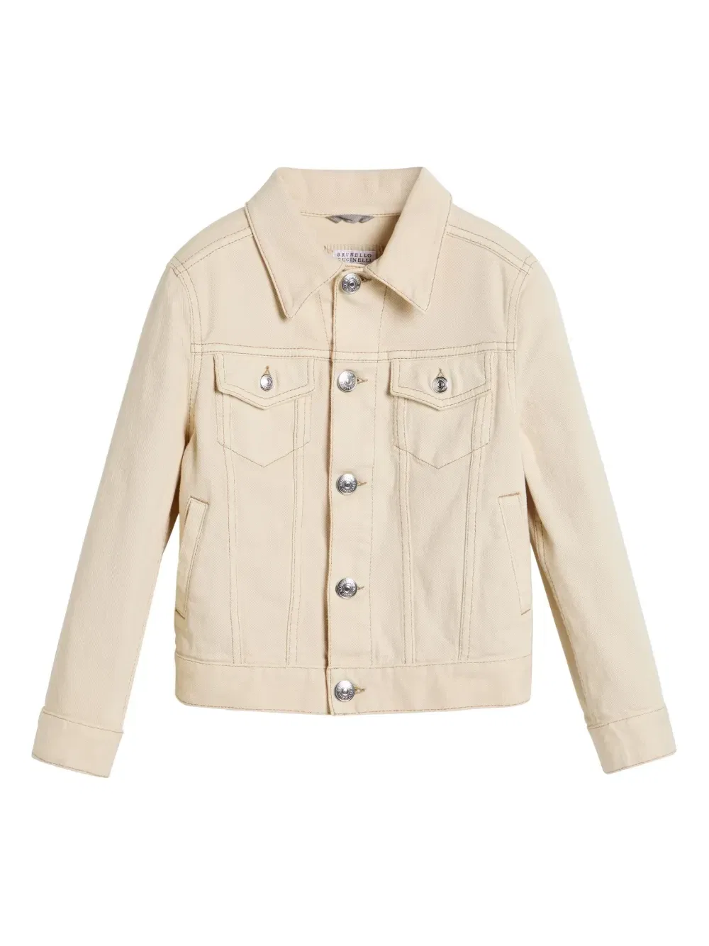 Джинсовая куртка с карманами Brunello Cucinelli Kids, бежевый