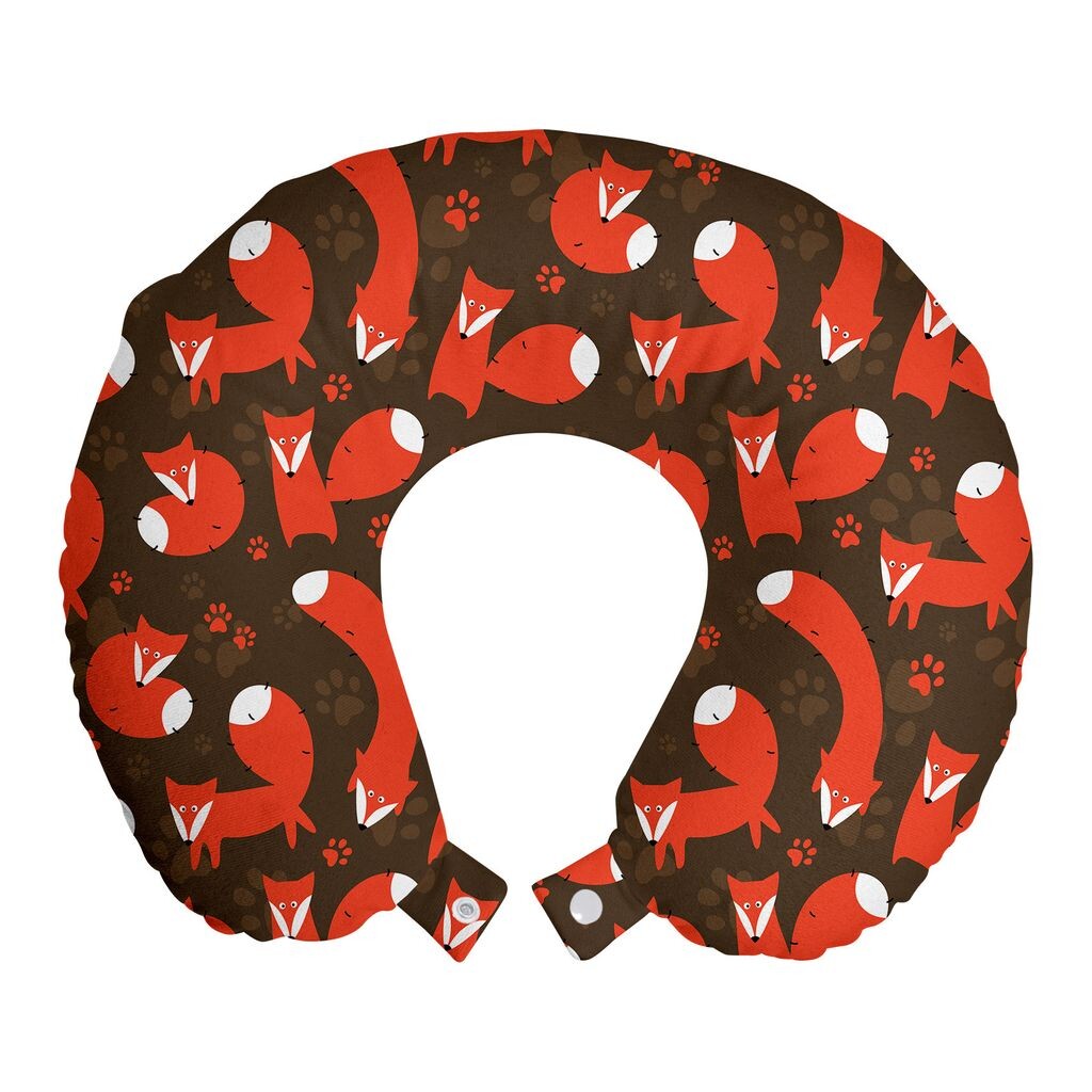 

Подушка для путешествий ABAKUHAUS Fox Travel Pillow, Vulpe by Forest, пенопластовый дорожный предмет для самолета и автомобиля, 30x30 см, оранжевый армейский зеленый белый