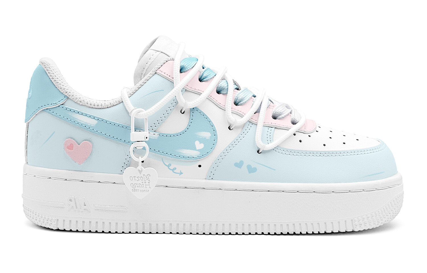 Кроссовки Nike Air Force 1 Skateboarding Shoes Men Low-top Blue/pink/white, розовый — фото 3