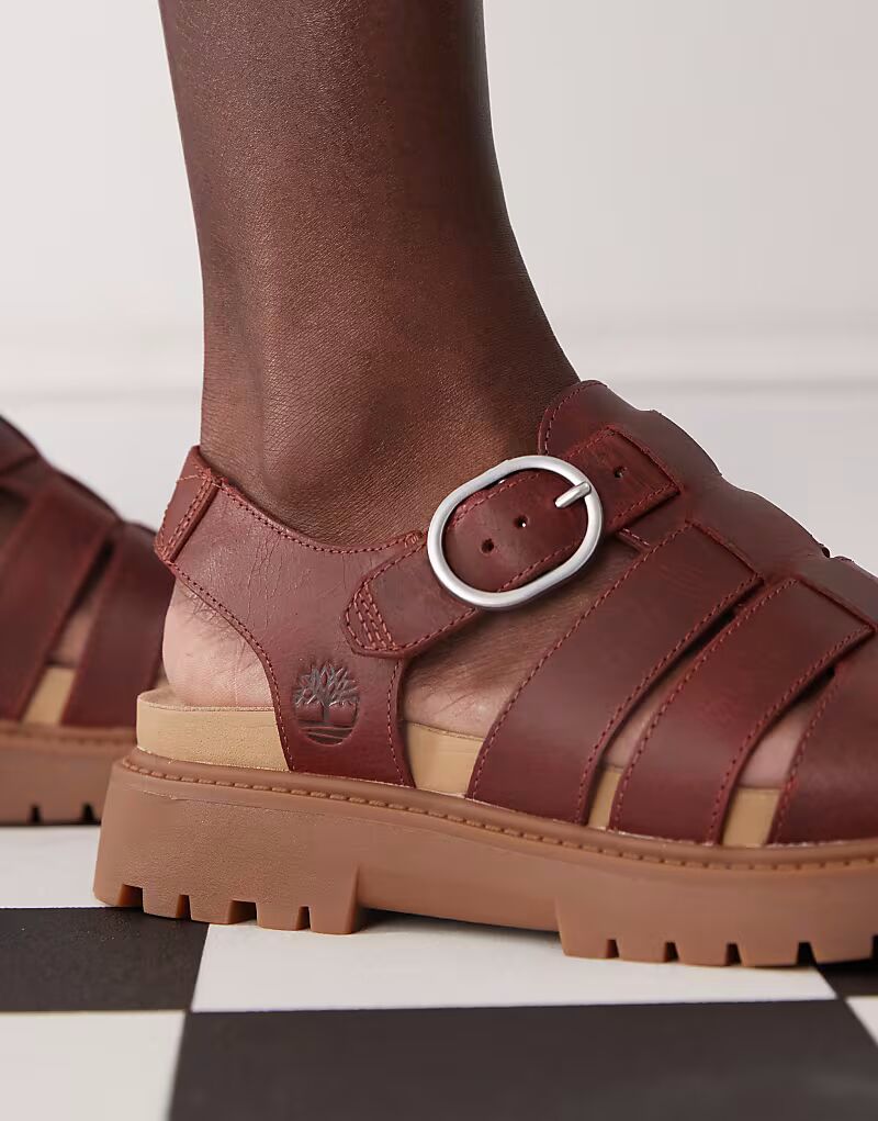 Сандалии Timberland Clairemont Way Fisherman из кожи бордового цвета — фото 3