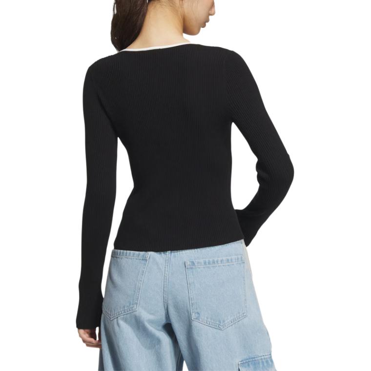 Свитер (WMNS) adidas Adi Long Sleeve Fully Fashion Sweater 'Black' — фото 2