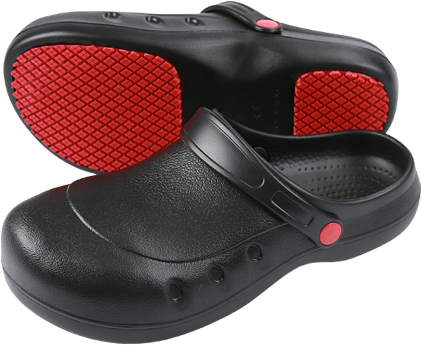 

Кухонные сабо ihinzry для мужчин и женщин, противоскользящие с металлическим носком, с регулируемым ремешком на пятке, водонепроницаемые, маслостойкие защитные туфли для ресторанов, больниц и предприятий общественного питания, черный