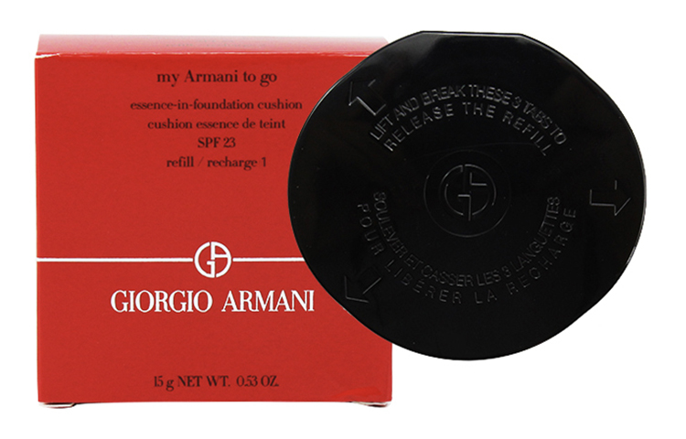 AMANI Light Cushion Essence Air Cushion Replacement Kit Correcting Skin Toce Concealing Natural 15g Giorgio Armani, new version #01 розовый undertone белый, suitable for fair-skinned with светлый желтый undertone — фото 4