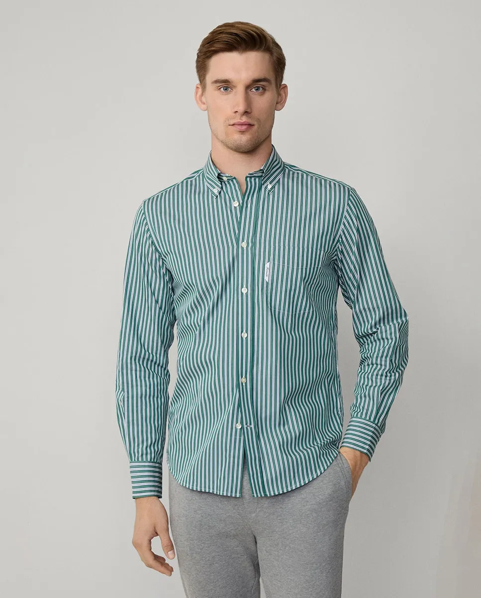 

Мужская рубашка из хлопка с обычным кроем в полоску Façonnable, зеленый