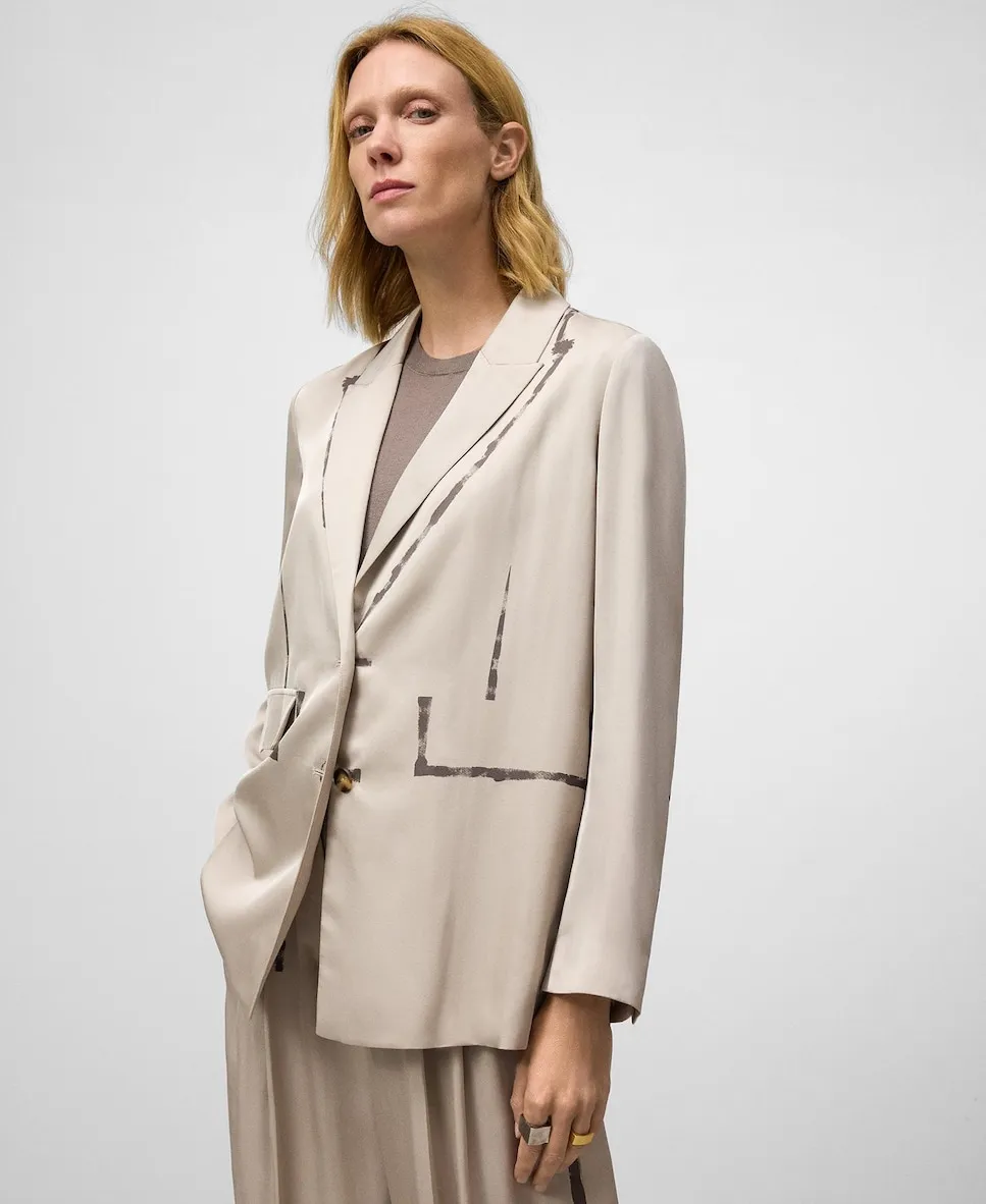 

Женский блейзер с эффектом живописи Adolfo Dominguez, серо-коричневый