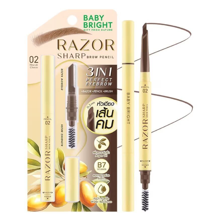 

Baby Bright Карандаш для бровей Razor Sharp 0,15г. 02 Бисквитный шоколад, Biscuit Choco