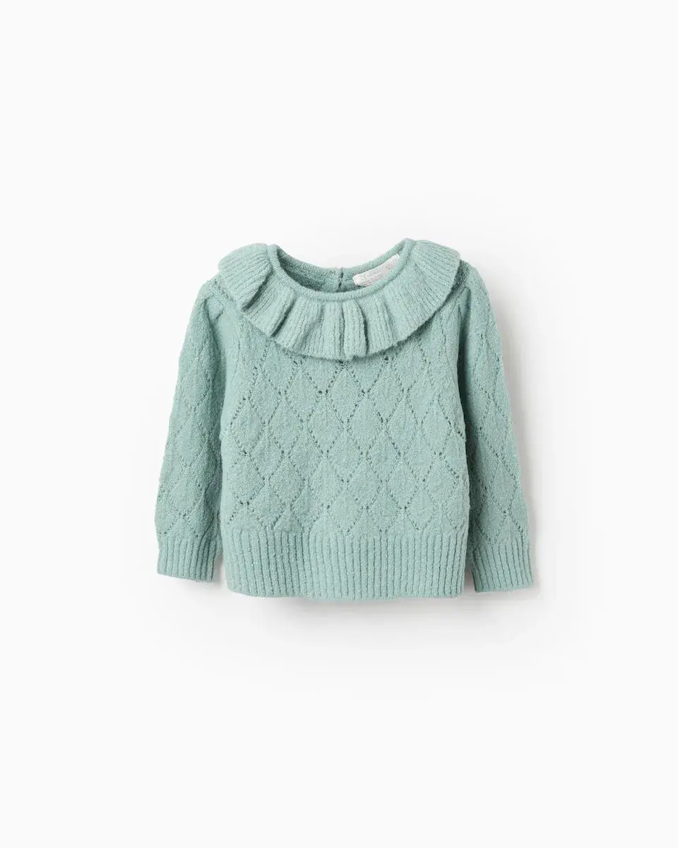 

Детский джемпер для девочки с длинным рукавом светло-зеленого цвета Zippy