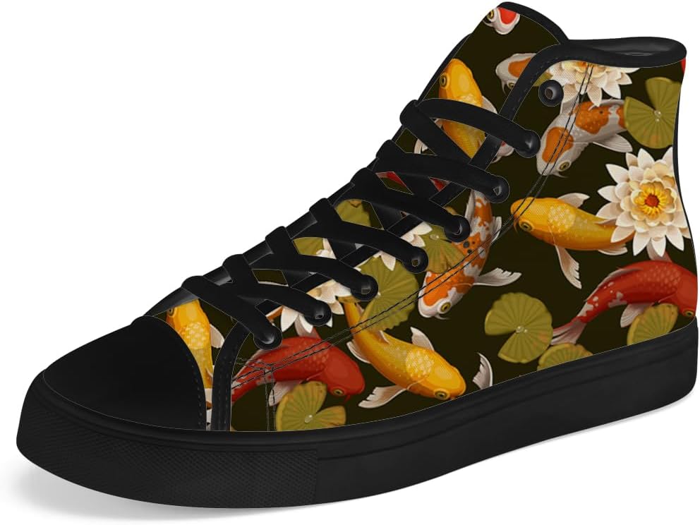 

Кеды на высокой подошве Chebing Carp из холщовой ткани для мужчин и женщин, высокие кроссовки с шнуровкой, повседневная обувь, подарок для мужчин и женщин, желтый