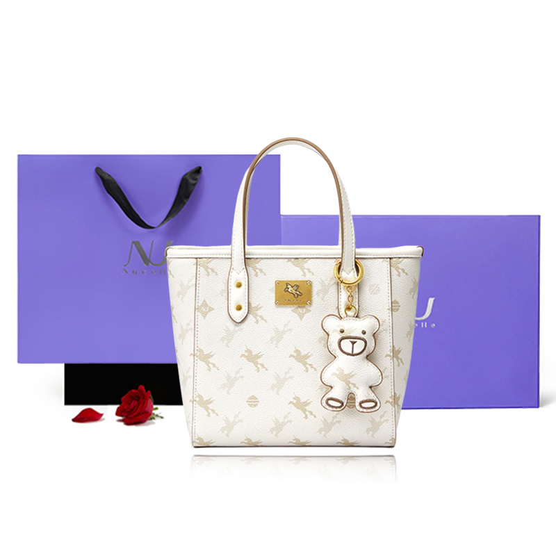 

NUCELLE ПВХ женская сумка-шоппер через плечо малого размера персикового розового цвета, Ecru