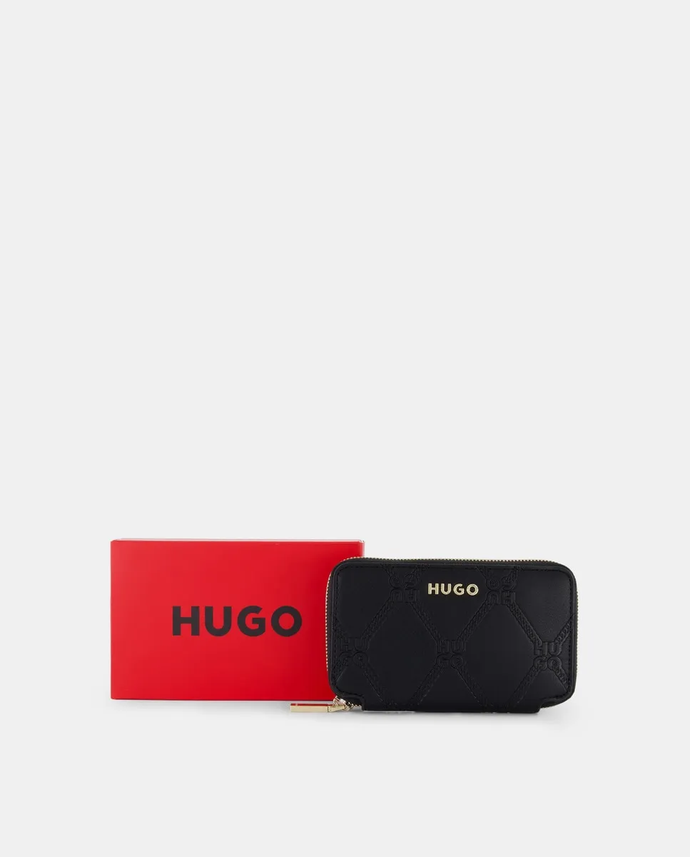 

Кошелек на молнии из ультрамягкой эко-кожи Hugo, черный