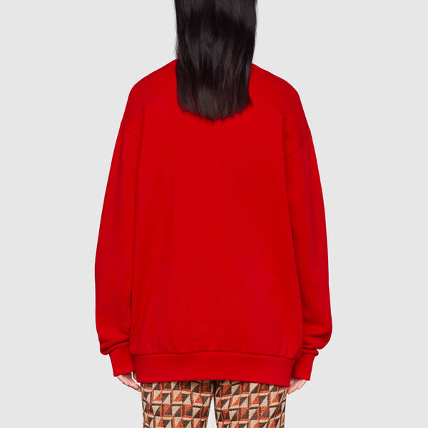 Толстовка Gucci x Disney Donald Duck Printed Cotton Sweatshirt, Красный — фото 4