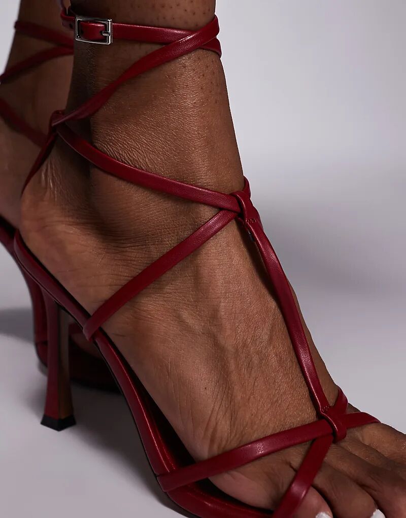 Босоножки Nobel на высоком каблуке в клетку красного цвета ASOS DESIGN — фото 4