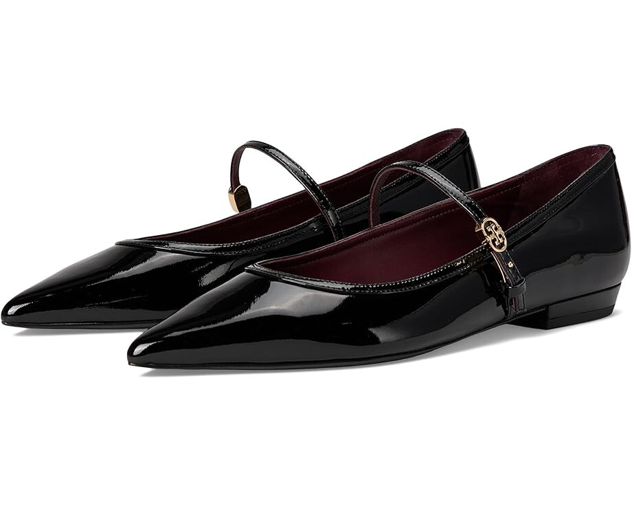Туфли на плоской подошве Tory Burch Double T-Buckle Mary Jane, цвет Perfect Black