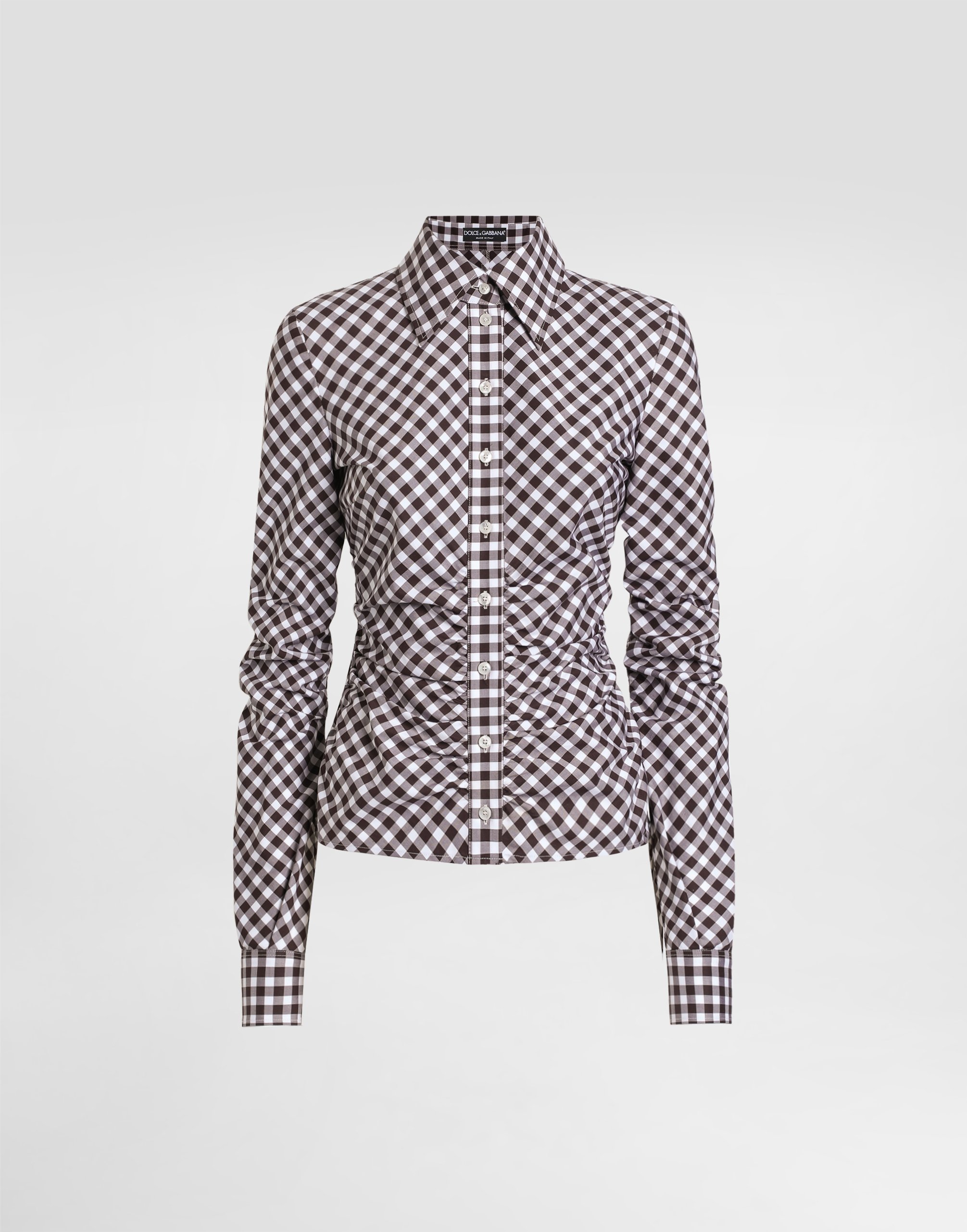 

Рубашка из хлопкового твила в клетку Dolce & Gabbana, мультиколор