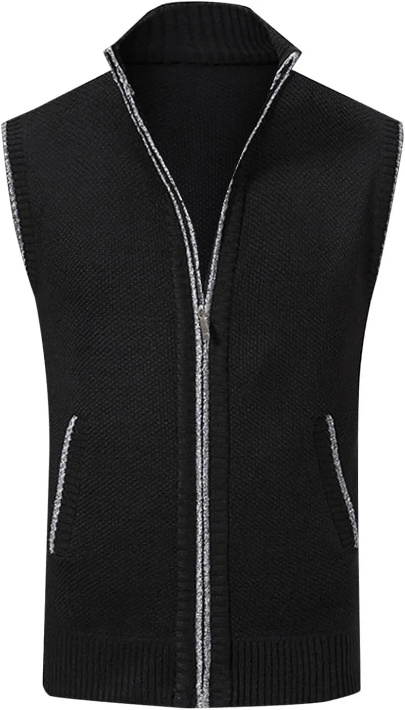 

Мужской свитер-жилет на молнии с рельефной вязкой