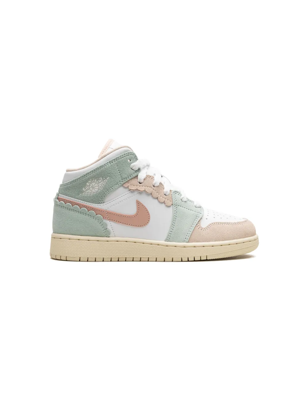 Кроссовки Air Jordan 1 Mid Pink Oxford Jordan Kids, белый — фото 2