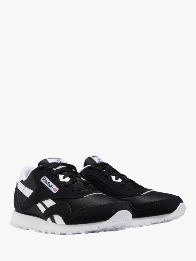 Детские классические кожаные шнурованные кроссовки Reebok, Black — фото 2
