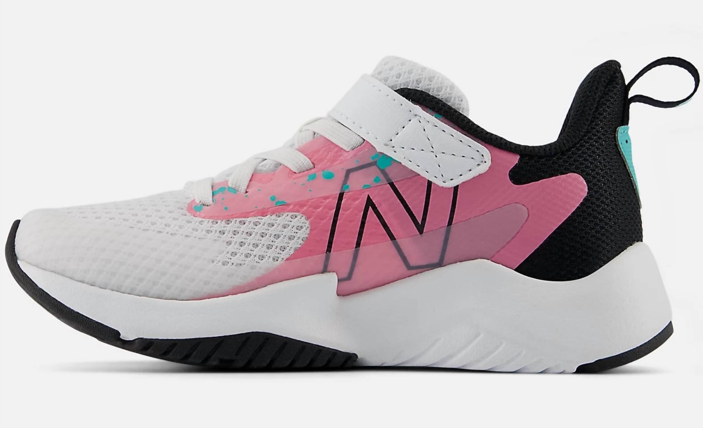Детские кроссовки Rave Run V2 с эластичными шнурками в бело-розовой гамме New Balance — фото 2